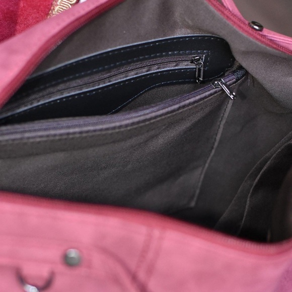 RED Faux Suede Studded Bag - Picture 7 of 7